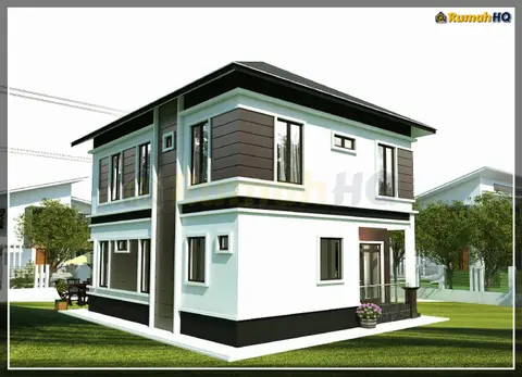 Pandangan 3D 4 daripada 5, rumah RHQ-D1-06 — Banglo 2 Tingkat · 5 Bilik · 5 Bilik Air