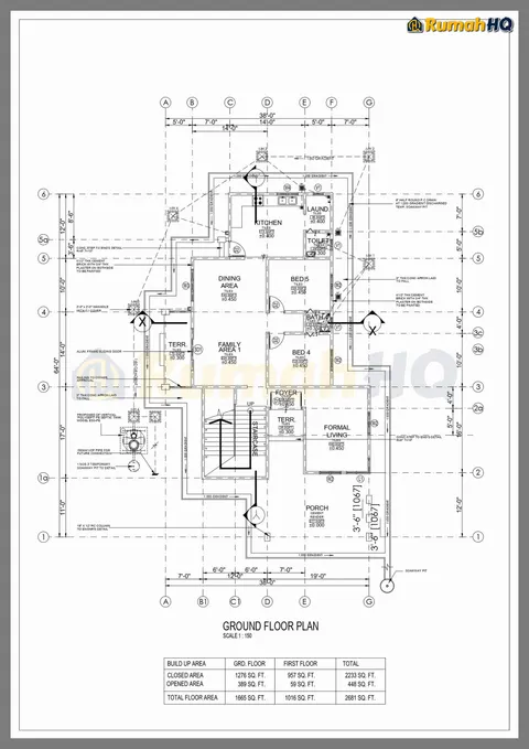 Lukisan teknikal rumah RHQ-D1-07, helaian 1 daripada 17