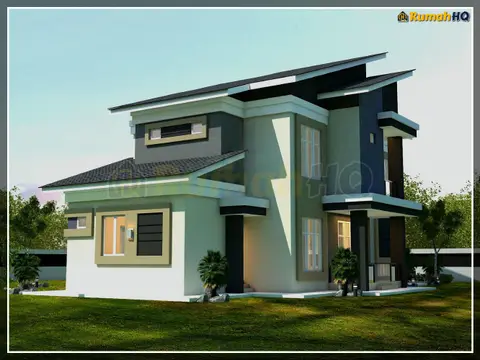 Pandangan 3D 5 daripada 5, rumah RHQ-D1-07 — Banglo 2 Tingkat · 5 Bilik · 5 Bilik Air