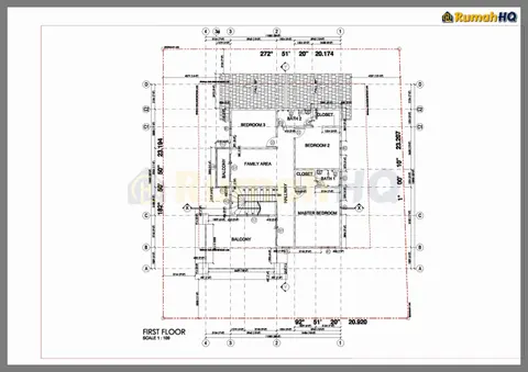 Lukisan teknikal rumah RHQ-D1-08, helaian 1 daripada 12