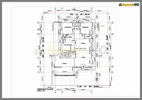 Lukisan teknikal rumah RHQ-D1-08, helaian 2 daripada 12