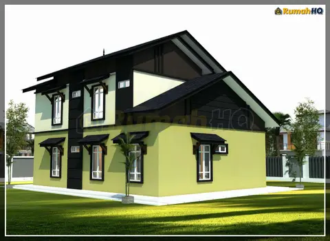 Pandangan 3D 5 daripada 5, rumah RHQ-D1-08 — Banglo 2 Tingkat · 5 Bilik · 4 Bilik Air