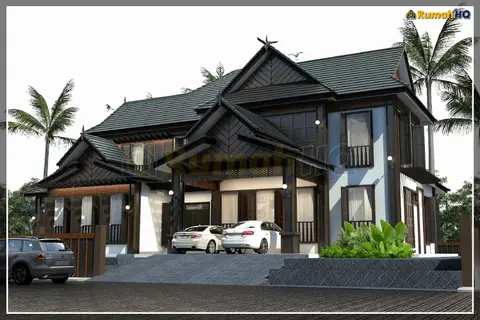 Pandangan 3D 2 daripada 5, rumah RHQ-D1-10 — Banglo 2 Tingkat · 7 Bilik · 8 Bilik Air