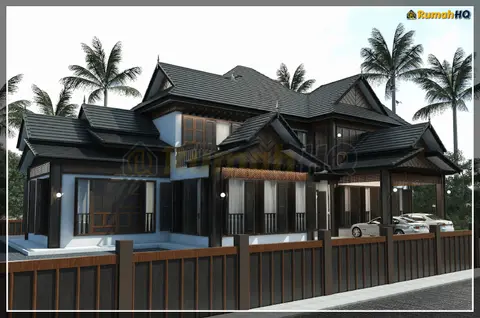 Pandangan 3D 3 daripada 5, rumah RHQ-D1-10 — Banglo 2 Tingkat · 7 Bilik · 8 Bilik Air