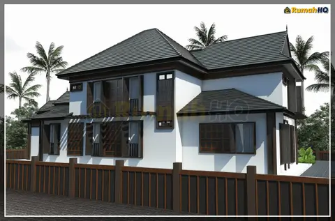 Pandangan 3D 4 daripada 5, rumah RHQ-D1-10 — Banglo 2 Tingkat · 7 Bilik · 8 Bilik Air