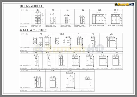 Lukisan teknikal rumah RHQ-D1-11, helaian 1 daripada 13