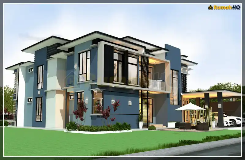 Pandangan 3D rumah RHQ-D1-11 — 2 tingkat, 4,824 kaki persegi, 6 bilik tidur, 5 bilik air