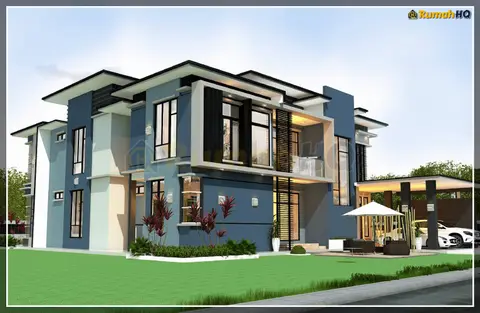 Pandangan 3D 1 daripada 5, rumah RHQ-D1-11 — Banglo 2 Tingkat · 6 Bilik · 5 Bilik Air