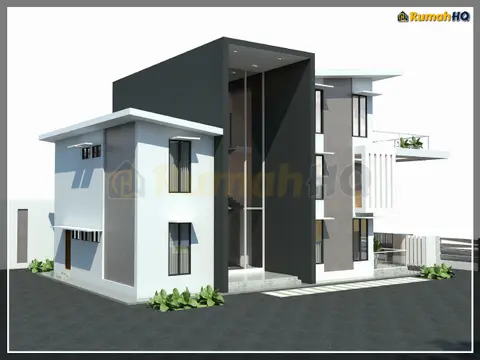 Pandangan 3D 4 daripada 5, rumah RHQ-D1-12 — Banglo 2 Tingkat · 5 Bilik · 7 Bilik Air
