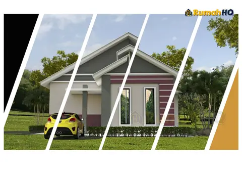 Pandangan 3D 1 daripada 5, rumah RHQ-E1-05 — Banglo 1 Tingkat · 3 Bilik · 2 Bilik Air