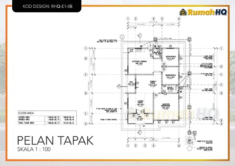 Lukisan teknikal rumah RHQ-E1-06, helaian 1 daripada 13