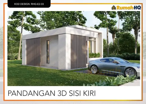 Pandangan 3D 3 daripada 5, rumah RHQ-E2-03 — Banglo Mini 1 Tingkat · 2 Bilik · 1 Bilik Air