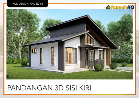 Pandangan 3D 3 daripada 5, rumah RHQ-E2-05 — Banglo Mini 1 Tingkat · 2 Bilik · 2 Bilik Air