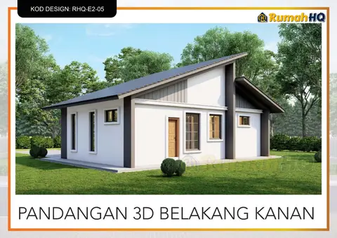 Pandangan 3D 5 daripada 5, rumah RHQ-E2-05 — Banglo Mini 1 Tingkat · 2 Bilik · 2 Bilik Air