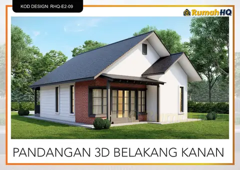 Pandangan 3D 5 daripada 5, rumah RHQ-E2-09 — Banglo Mini 1 Tingkat · 2 Bilik · 1 Bilik Air