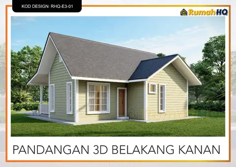 Pandangan 3D 5 daripada 5, rumah RHQ-E3-01 — Banglo Mini 1 Tingkat · 2 Bilik · 2 Bilik Air