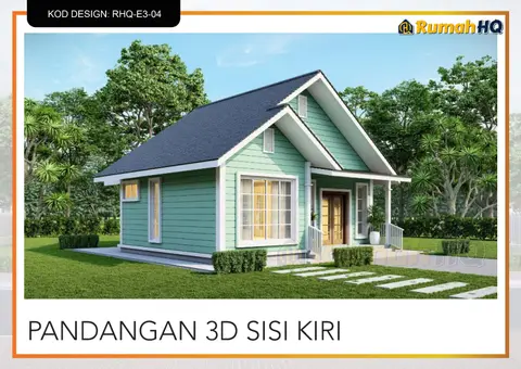 Pandangan 3D 3 daripada 5, rumah RHQ-E3-04 — Banglo Mini 1 Tingkat · 2 Bilik · 2 Bilik Air