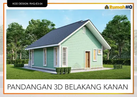 Pandangan 3D 5 daripada 5, rumah RHQ-E3-04 — Banglo Mini 1 Tingkat · 2 Bilik · 2 Bilik Air