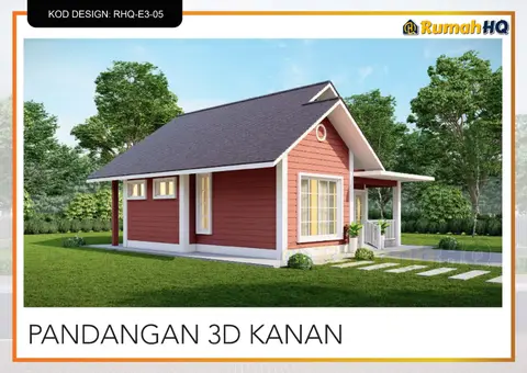 Pandangan 3D 4 daripada 5, rumah RHQ-E3-05 — Banglo Mini 1 Tingkat · 2 Bilik · 2 Bilik Air