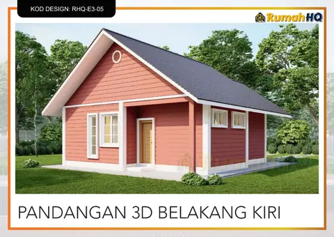 Pandangan 3D 5 daripada 5, rumah RHQ-E3-05 — Banglo Mini 1 Tingkat · 2 Bilik · 2 Bilik Air