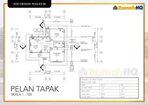 Lukisan teknikal rumah RHQ-E3-06, helaian 1 daripada 13