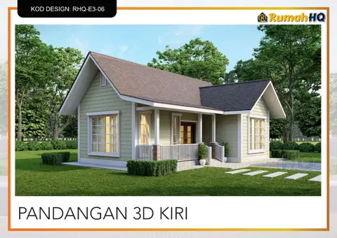 Pandangan 3D 4 daripada 5, rumah RHQ-E3-06 — Banglo Mini 1 Tingkat · 2 Bilik · 2 Bilik Air
