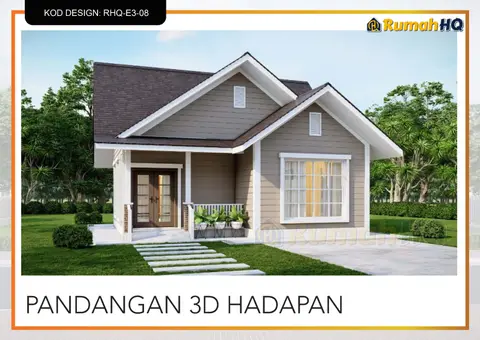 Pandangan 3D 2 daripada 5, rumah RHQ-E3-08 — Banglo Mini 1 Tingkat · 2 Bilik · 2 Bilik Air