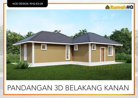 Pandangan 3D 5 daripada 5, rumah RHQ-E3-09 — Banglo Mini 1 Tingkat · 2 Bilik · 2 Bilik Air