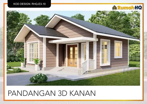Pandangan 3D 4 daripada 5, rumah RHQ-E3-10 — Banglo Mini 1 Tingkat · 2 Bilik · 2 Bilik Air