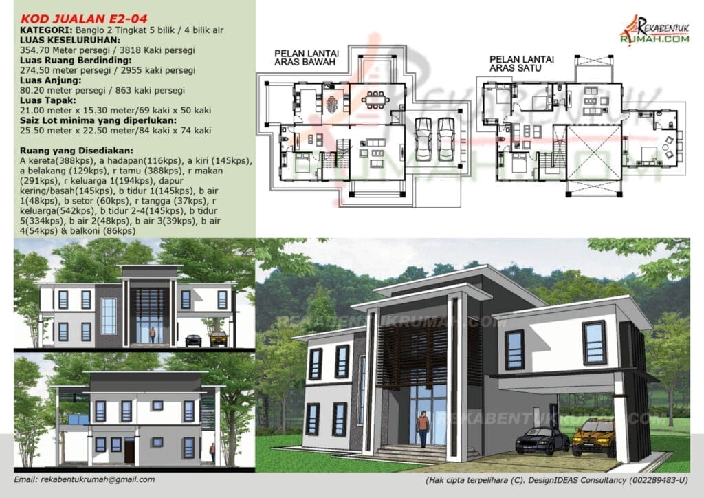 2 Tingkat <4,000 sqf 4 pelan rumah 2 tingkat - gambar 4