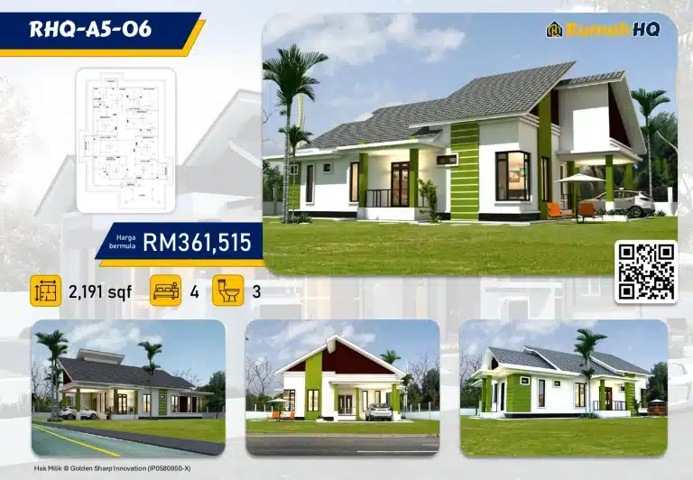 Penghawa Dingin Multi-Split: Rahsia Rumah Sejuk Macam Hotel 5 Bintang Yang Ramai Tak Tahu! 5 Modern house design with four bedrooms and three bathrooms, priced at RM361,515, 2,191 sq ft on Rumah HQ ad.