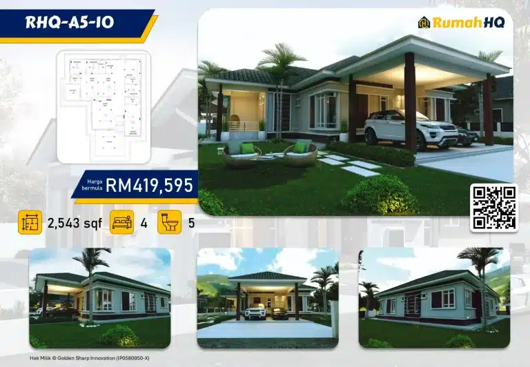 "BAHAYA! Suhu Pemanas Air Tak Betul Boleh Rosakkan Kulit? Ini 8 Perkara Yang Ramai Tak Tahu!" 2 Modern single-story house with 4 bedrooms, 5 baths, and 2,543 sq ft. Priced from RM419,595 by Rumah HQ.