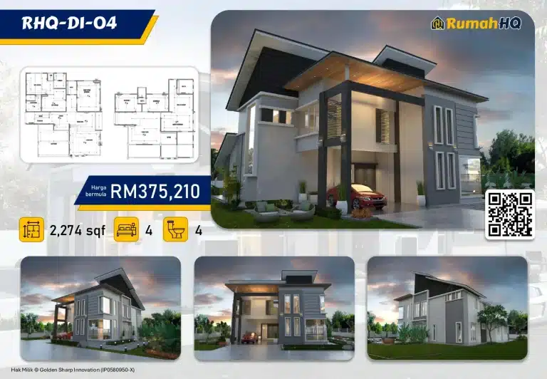 8 Masalah Penghawa Dingin Yang Buat Anda Pening Kepala, No. 5 Tu Memang Selalu Berlaku! 6 Modern 4-bedroom, 4-bathroom house design with garage and floor plan, priced at RM375,210, 2,274 sqft.
