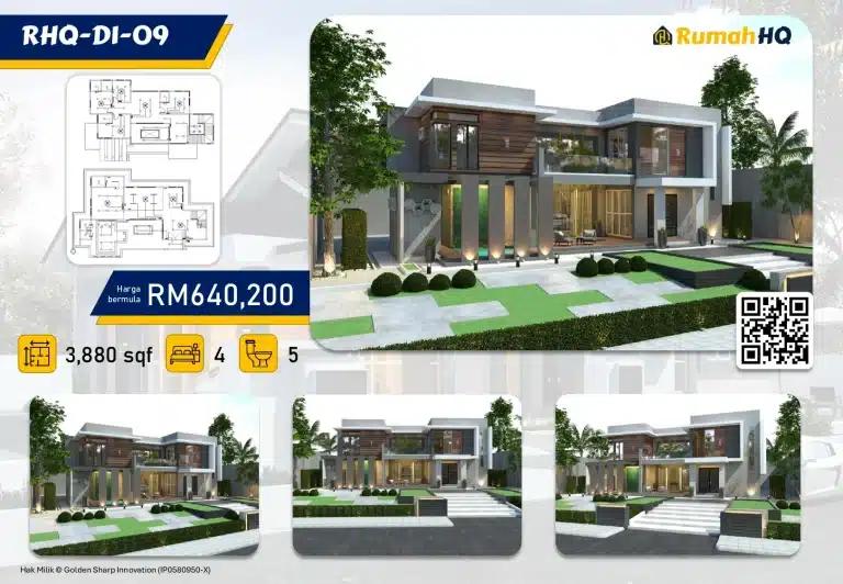 Nak Jimat Bil Air & Elektrik? Pemanas Air Tankless Ni Power Gila, Tapi Ada Yang Kena Tahu! 1 Modern double-story house design with floor plan, priced at RM640,200, featuring 4 bedrooms and 5 bathrooms.