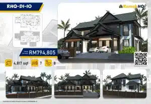 Luxury villa RHQ-DI-10 for sale: 4,817 sqft, 7 beds, 8 baths, priced at RM794,805 with modern design.