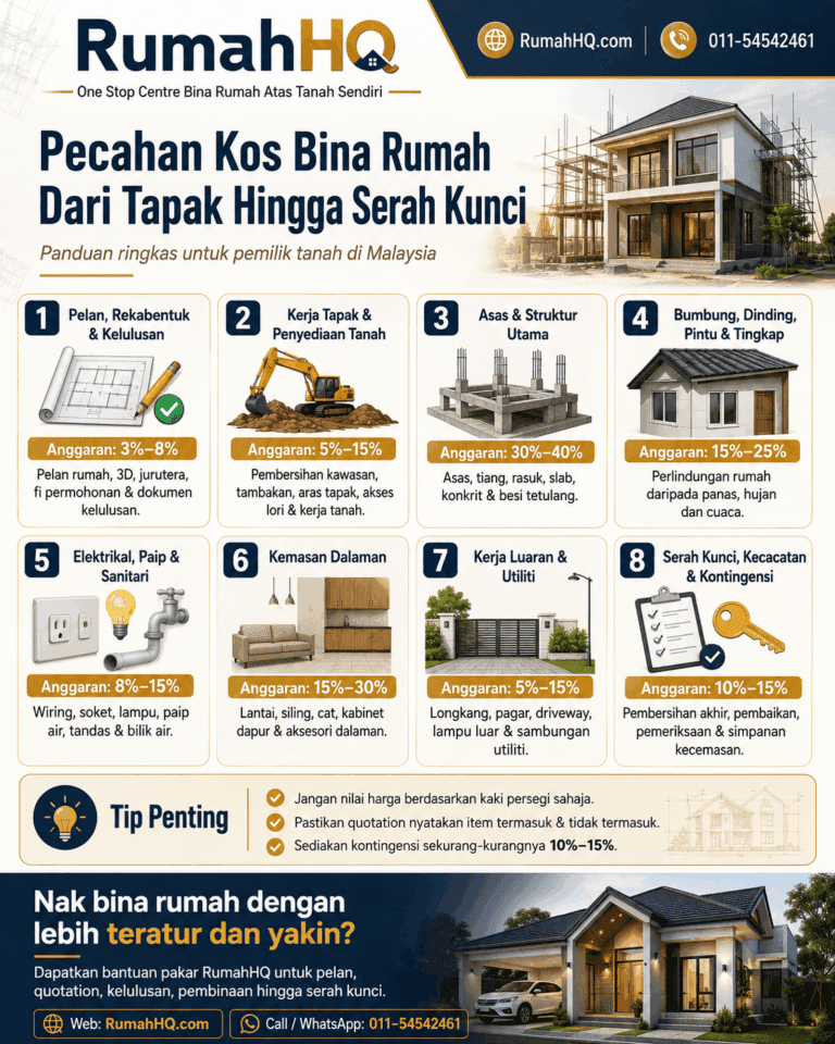 Pecahan Kos Bina Rumah Dari Tapak Hingga Serah Kunci: Ramai Pemilik Tanah Terkejut Bila Tahu Kos Sebenar Ini! 51 HQ