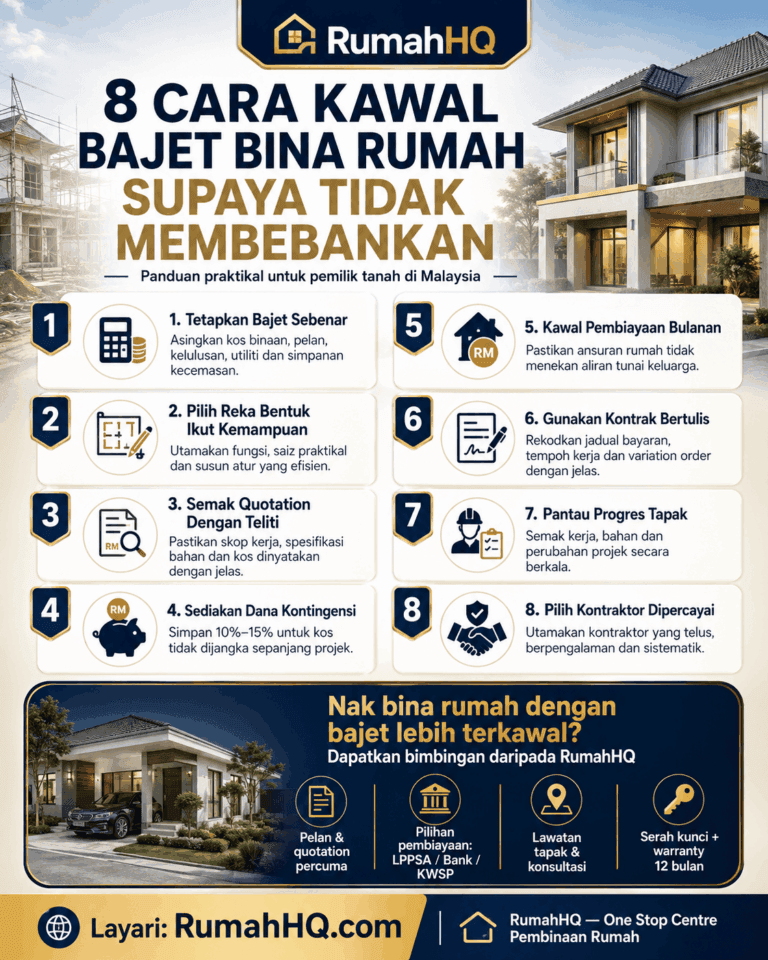 Jangan Sampai Rumah Siap Tapi Poket Sesak: 8 Cara Kawal Bajet Bina Rumah Supaya Tidak Membebankan 11 Jangan Sampai Rumah Siap Tapi Poket Sesak 8 Cara Kawal Bajet Bina Rumah Supaya Tidak Membebankan