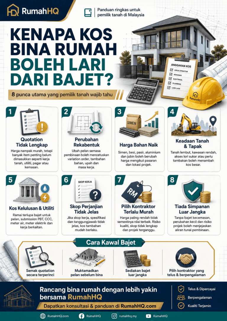 Kenapa Kos Bina Rumah Boleh Lari Dari Bajet 8 Punca Besar Yang Ramai Pemilik Tanah Tak Perasan Sampai Projek Jadi Mahal