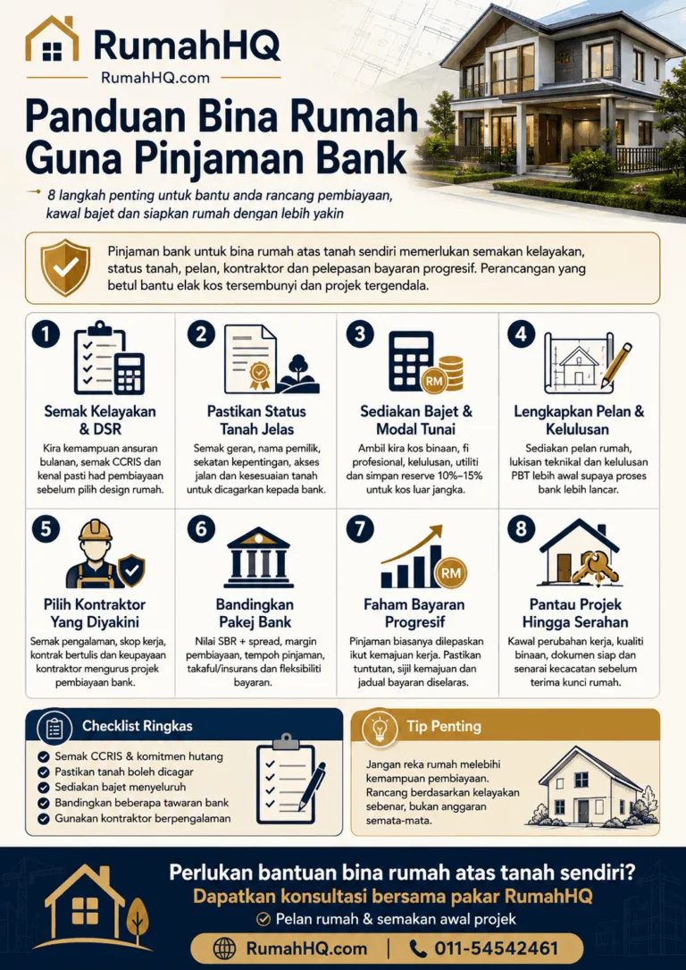 Panduan Bina Rumah Guna Pinjaman Bank 2026: 8 Langkah Lulus Pembiayaan, Elak Duit Tersekat & Siapkan Rumah Dengan Selamat 3 Panduan Bina Rumah Guna Pinjaman Bank 2026 8 Langkah Lulus Pembiayaan Elak Duit Tersekat Siapkan Rumah Dengan Selamat